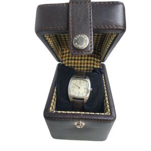 vintage cutter & buck leather band stainless steel back water resistant wrist wa